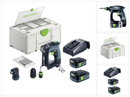 Festool CXS 12 2,5 set perceuse-visseuse sans fil 12 V 30 Nm sans balais (576865) + 2x batteries 2,5 Ah + chargeur + jeu d'embouts + systainer