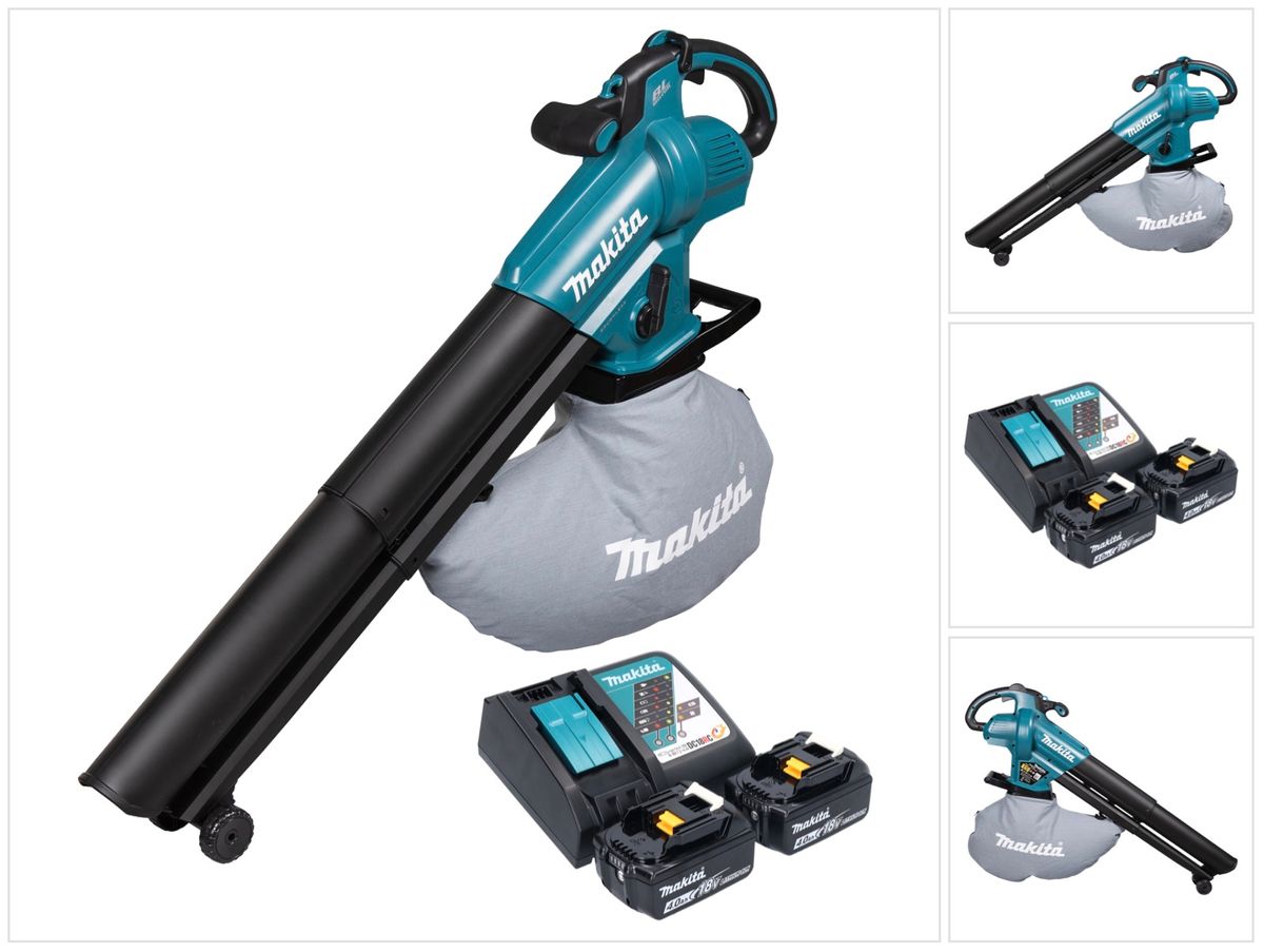 Souffleur et aspirateur à feuilles sur batterie Makita DUB 187 RM2 18 V sans balais + 2x batteries 4,0 Ah + chargeur