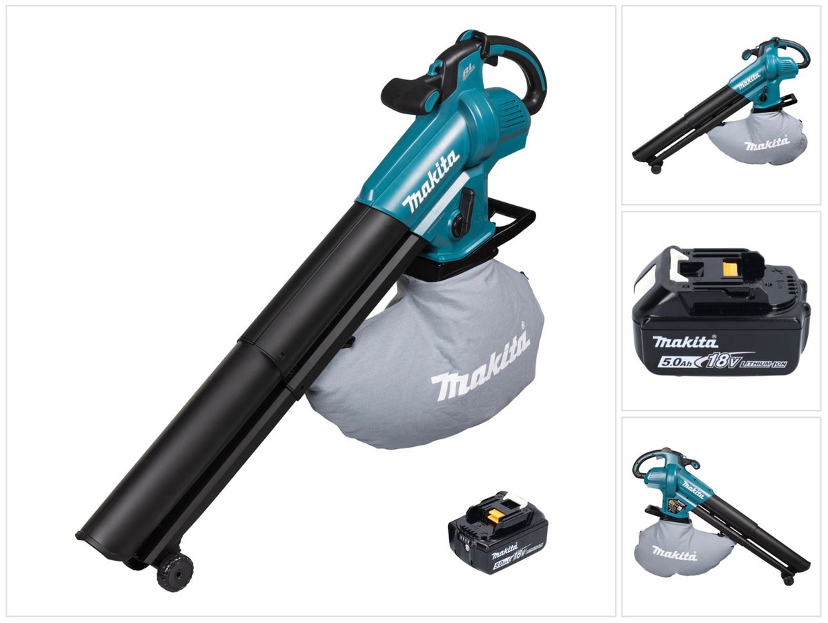 Souffleur et aspirateur à feuilles sur batterie Makita DUB 187 T 18 V sans balais + 1x batterie 5,0 Ah - sans chargeur