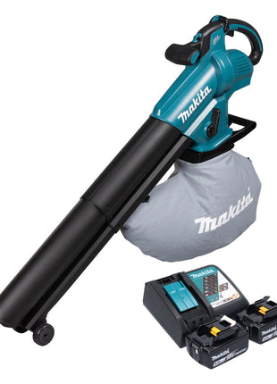 Souffleur et aspirateur à feuilles sur batterie Makita DUB 187 RT2 18 V sans balais + 2x batteries 5,0 Ah + chargeur