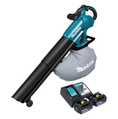 Souffleur et aspirateur à feuilles sur batterie Makita DUB 187 RT2 18 V sans balais + 2x batteries 5,0 Ah + chargeur