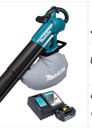 Souffleur et aspirateur à feuilles sur batterie Makita DUB 187 RG 18 V sans balais + 1x batterie 6,0 Ah + chargeur