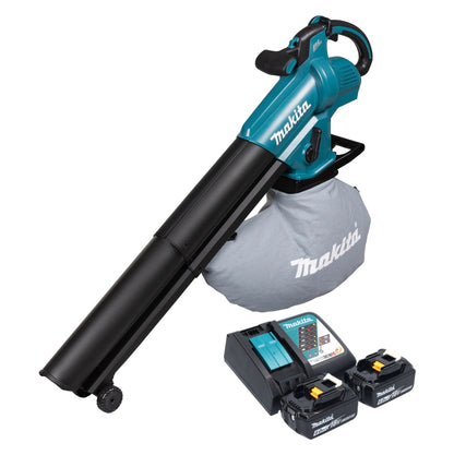 Makita DUB 187 RG2 Akku Laubbläser und Laubsauger 18 V Brushless + 2x Akku 6,0 Ah + Ladegerät