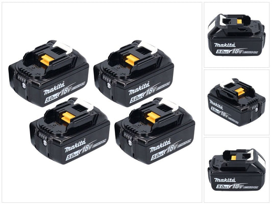 Makita Akku Set 4x BL 1850 B 18 V 5,0 Ah / 5000 mAh Li-Ion Akku ( 4x 197280-8 )