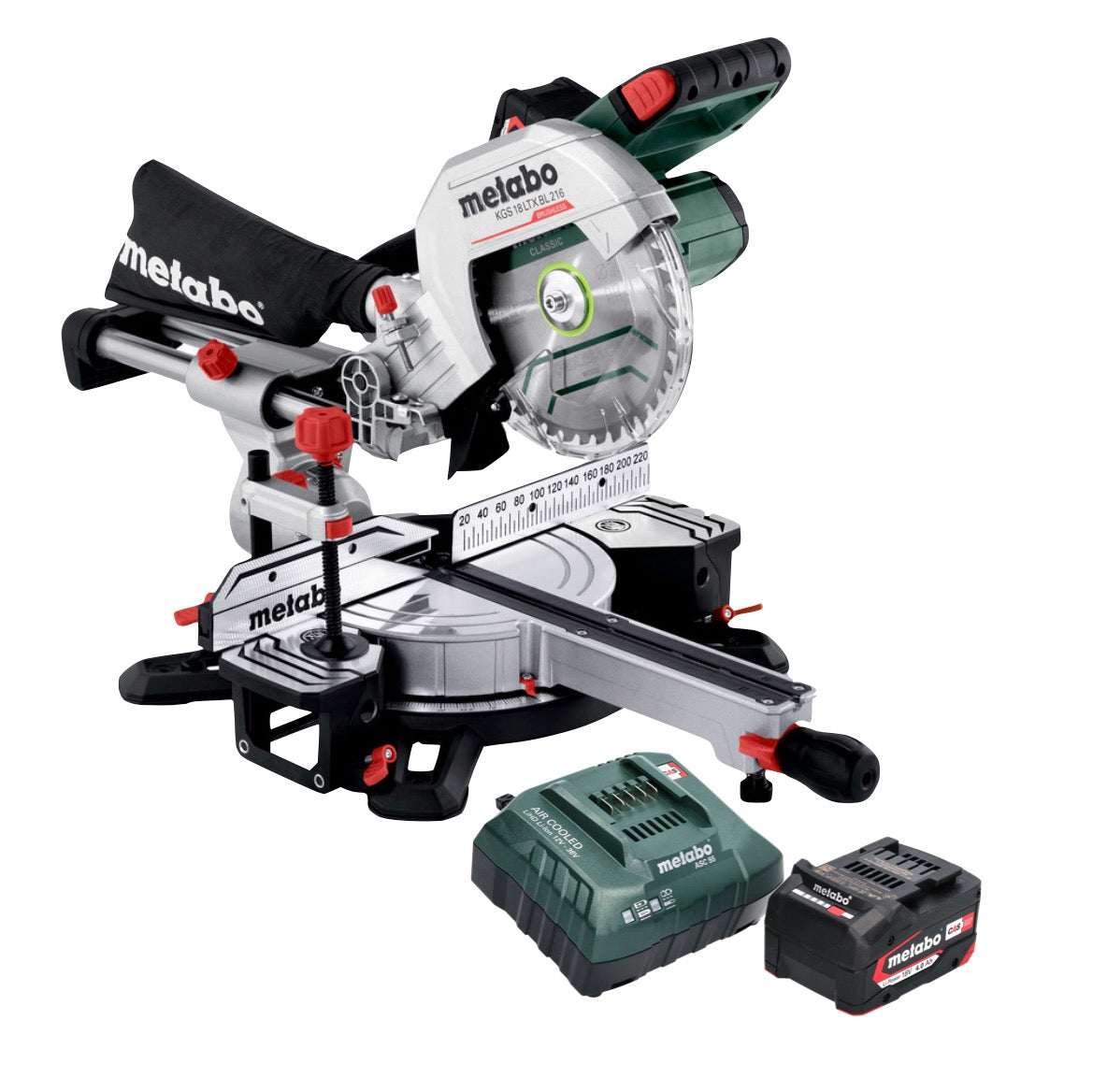 Metabo KGS 18 LTX BL 216 scie à tronçonner sur batterie 18 V 216 mm sans balais (614216920) + 1x batterie 4,0 Ah + chargeur