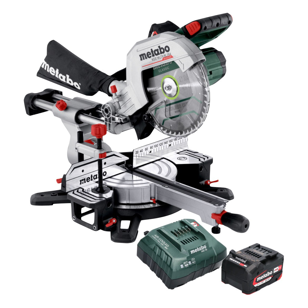 Metabo KGS 18 LTX BL 254 scie à tronçonner sur batterie 18 V 254 mm sans balais (614254920) + 1x batterie 4,0 Ah + chargeur