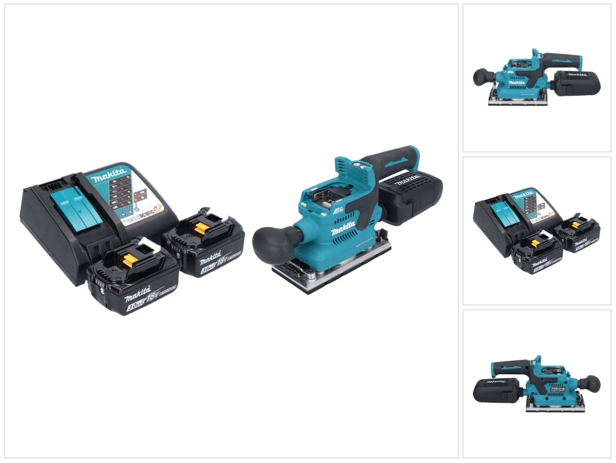 Makita DBO 382 RF ponceuse orbitale sur batterie 18 V 93 x 185 mm sans balais + 2x batteries 3,0 Ah + chargeur