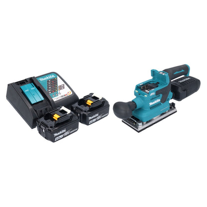 Makita DBO 382 RM Akku Schwingschleifer 18 V 93 x 185 mm Brushless + 2x Akku 4,0 Ah + Ladegerät