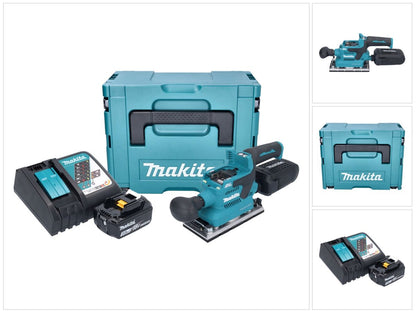 Makita DBO 382 RF1J ponceuse orbitale sur batterie 18 V 93 x 185 mm sans balais + 1x batterie 3,0 Ah + chargeur + Makpac