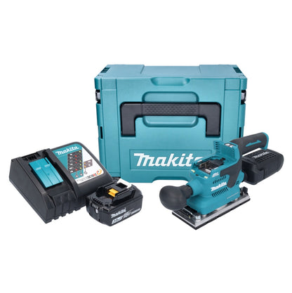 Makita DBO 382 RF1J ponceuse orbitale sur batterie 18 V 93 x 185 mm sans balais + 1x batterie 3,0 Ah + chargeur + Makpac