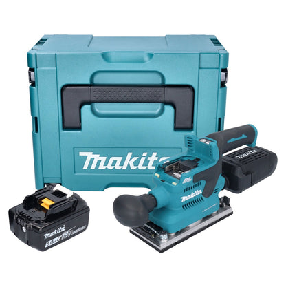 Makita DBO 382 T1J Ponceuse orbitale sur batterie 18 V 93 x 185 mm sans balais + 1x batterie 5,0 Ah + Makpac - sans chargeur