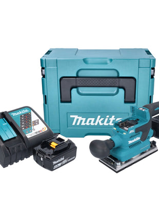 Makita DBO 382 RG1J ponceuse orbitale sur batterie 18 V 93 x 185 mm sans balais + 1x batterie 6,0 Ah + chargeur + Makpac