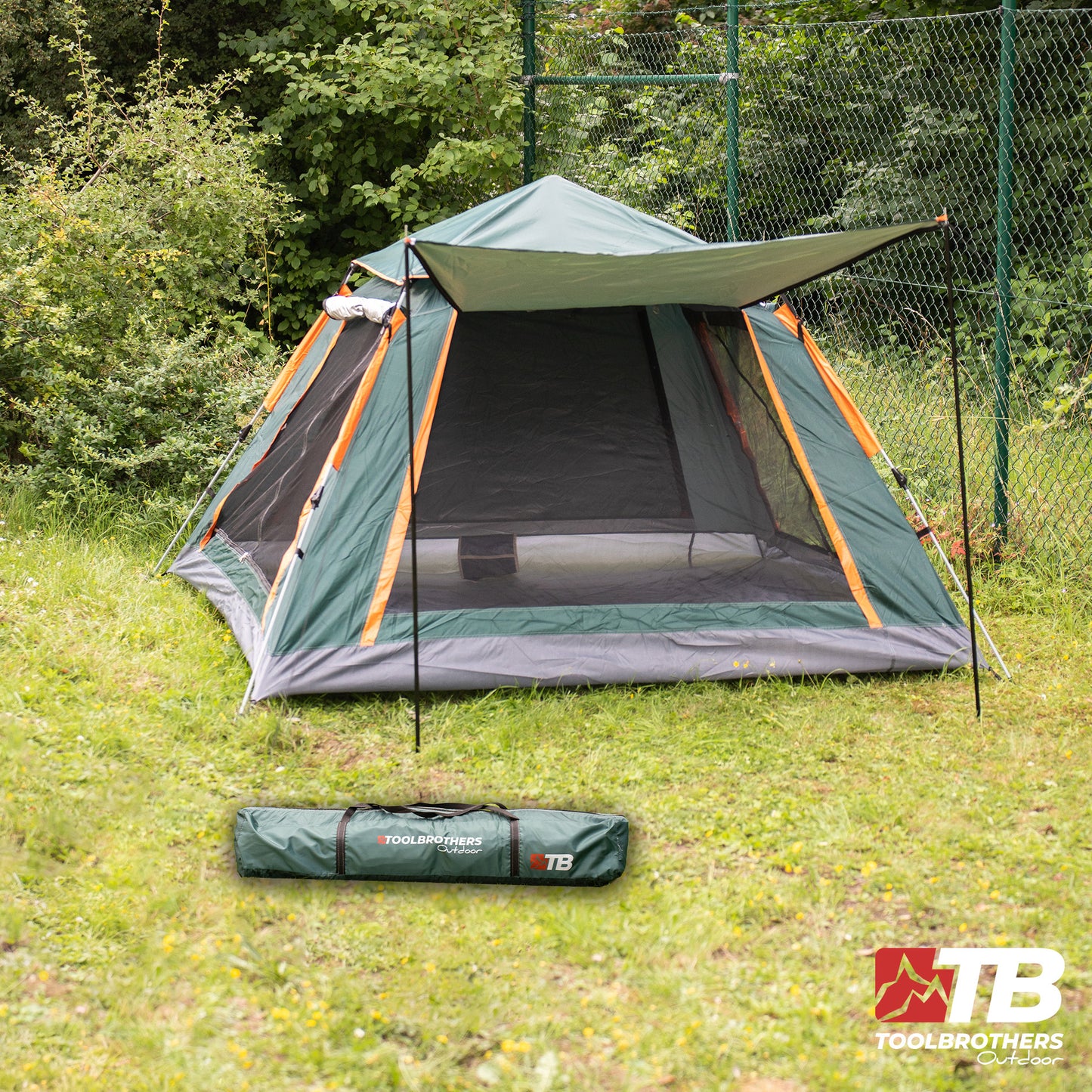 Toolbrothers Outdoor Camping-Set Zelt für 2-4 Personen Hydraulikzelt  Pop-Up zelt + Campingausrüstung 13-tlg