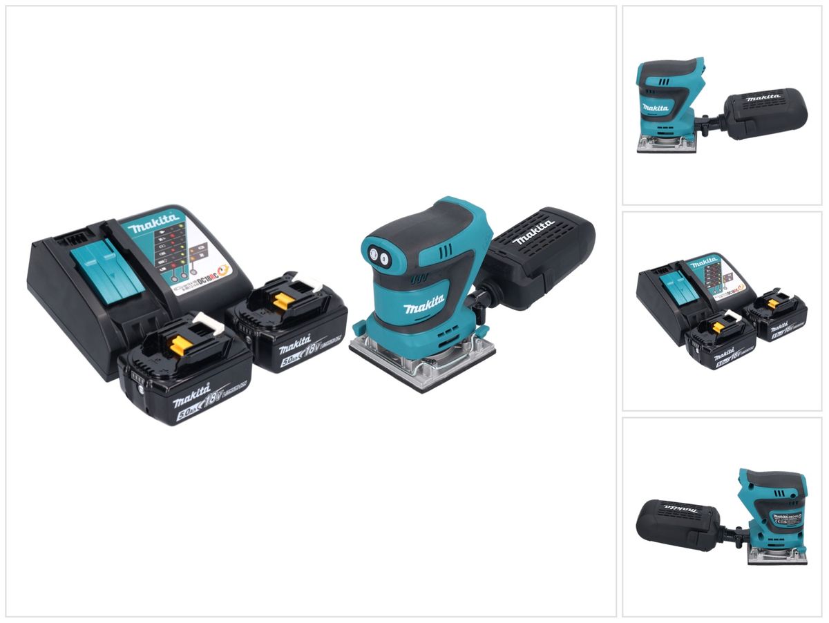 Ponceuse orbitale sur batterie Makita DBO 484 RT 18 V 112 x 102 mm + 2x batteries 5,0 Ah + chargeur