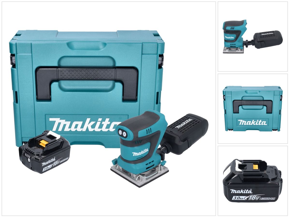 Ponceuse orbitale sur batterie Makita DBO 484 F1J 18 V 112 x 102 mm + 1x batterie 3,0 Ah + Makpac - sans chargeur