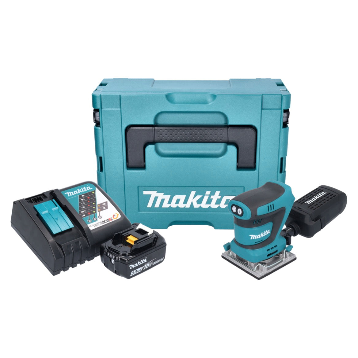 Ponceuse orbitale sur batterie Makita DBO 484 RF1J 18 V 112 x 102 mm + 1x batterie 3,0 Ah + chargeur + Makpac