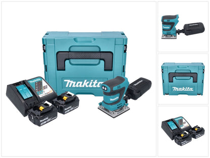 Makita DBO 484 RMJ Akku Schwingschleifer 18 V 112 x 102 mm + 2x Akku 4,0 Ah + Ladegerät + Makpac