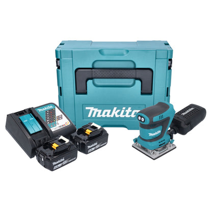 Makita DBO 484 RGJ Akku Schwingschleifer 18 V 112 x 102 mm + 2x Akku 6,0 Ah + Ladegerät + Makpac