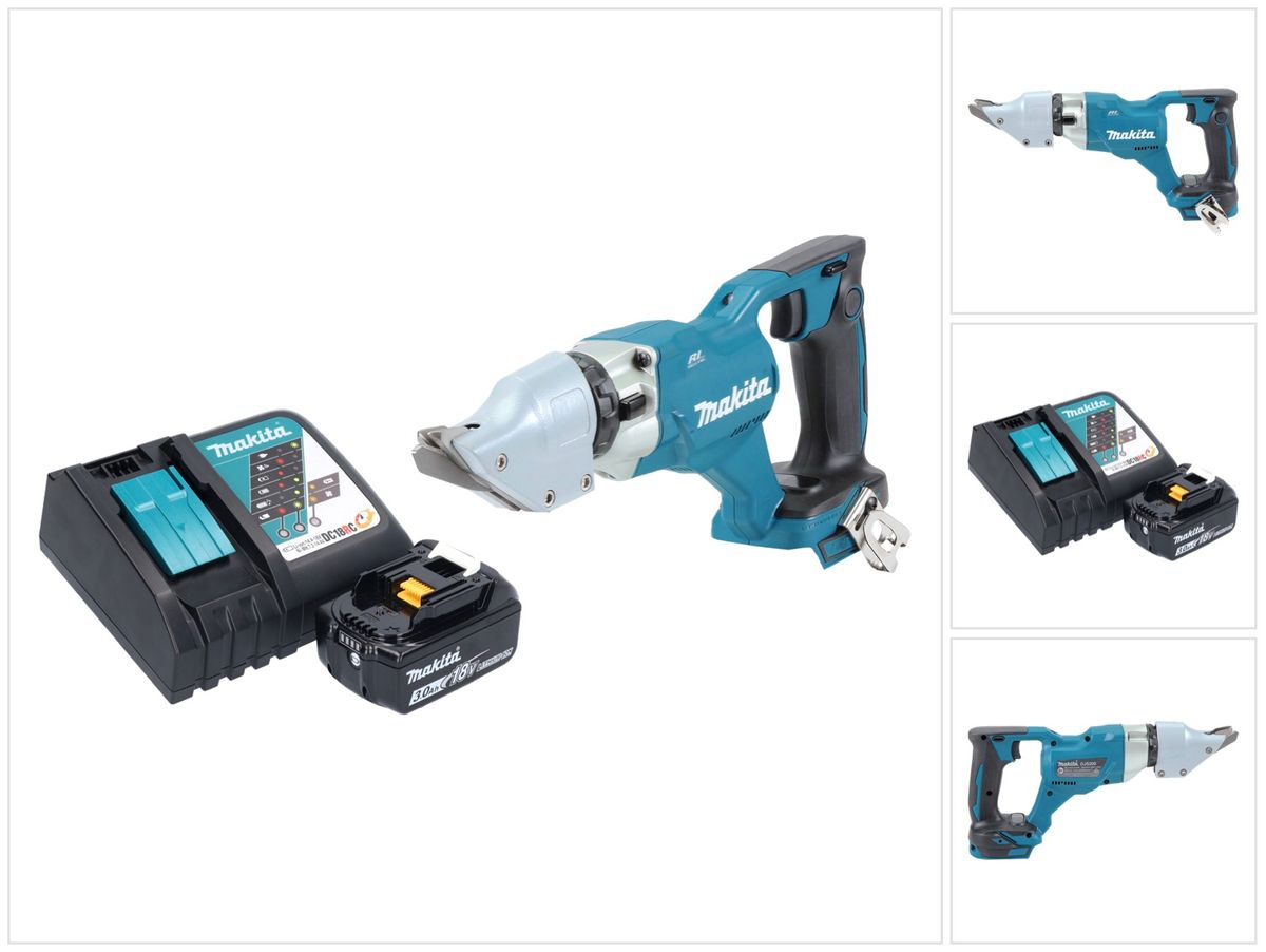 Makita DJS 200 RF1 batterie cisailles à tôle 18 V 2,0 mm sans balais + 1x batterie 3,0 Ah + chargeur