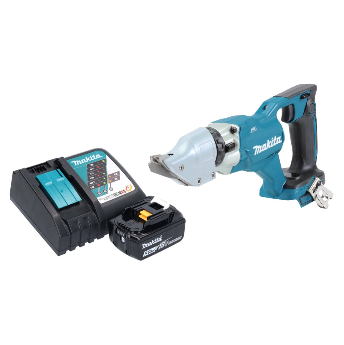 Makita DJS 200 RT1 batterie cisailles à tôle 18 V 2,0 mm brushless + 1x batterie 5,0 Ah + chargeur