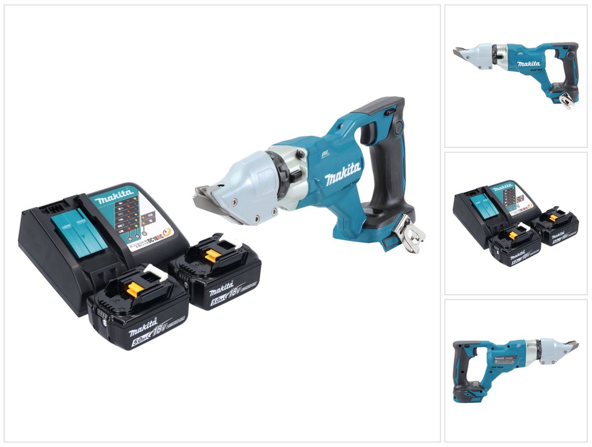 Makita DJS 200 RT Akku Blechschere 18 V 2,0 mm Brushless + 2x Akku 5,0 Ah + Ladegerät