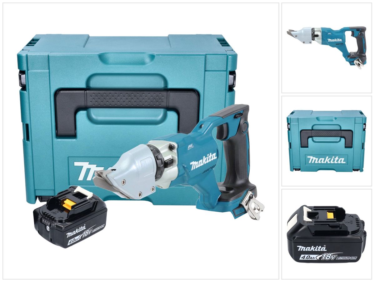 Makita DJS 200 M1J batterie cisailles à tôle 18 V 2,0 mm sans balais + 1x batterie 4,0 Ah + Makpac - sans chargeur