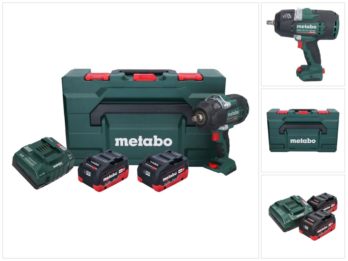 Visseuse à chocs sans fil Metabo SSW 18 LTX 1450 BL 18 V 1450 Nm (602401660) sans balais + 2x batterie 5,5 Ah + chargeur + métaBOX