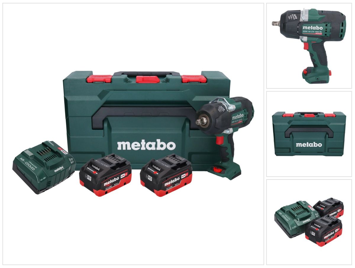 Visseuse à chocs sans fil Metabo SSW 18 LTX 1450 BL 18 V 1450 Nm (602401810) sans balais + 2x batterie 8,0 Ah + chargeur + métaBOX