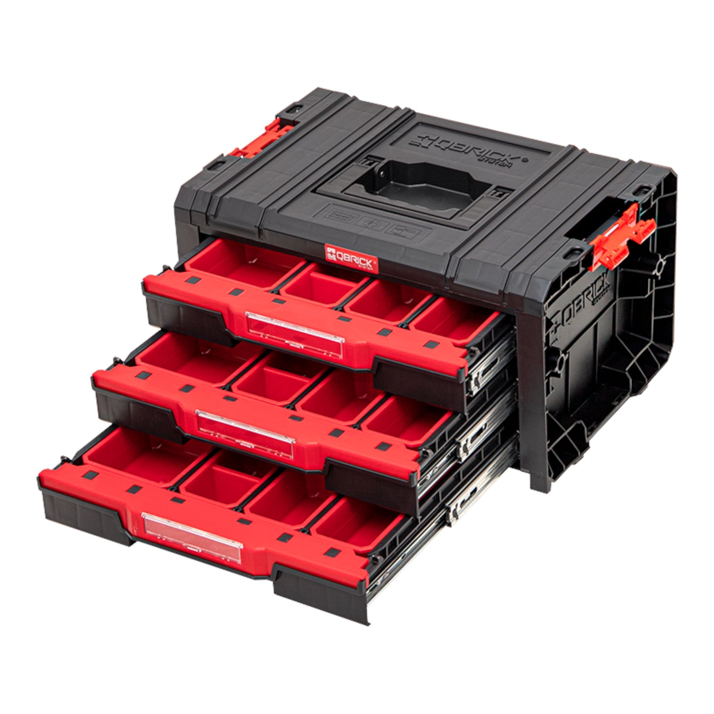 Qbrick System PRO Drawer 3 Toolbox 2.0 Expert empilable 450 x 310 x 244 mm 3x 4,5 l IP54 avec trois tiroirs 21 inserts