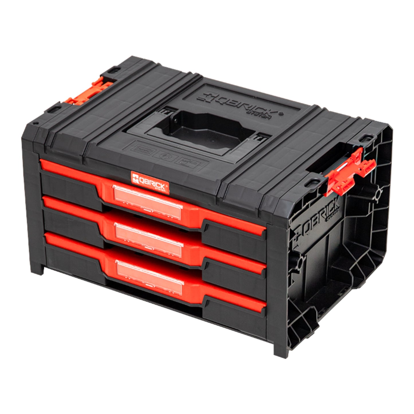 Qbrick System PRO Drawer 3 Toolbox 2.0 Expert stapelbar 450 x 310 x 244 mm 3x 4,5 l IP54 mit drei Schubläden 21 Inlays