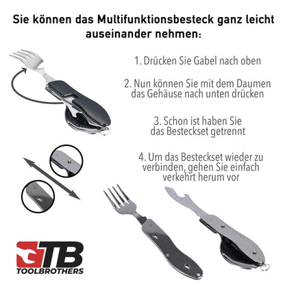 Toolbrothers Fan Lunchpaket in Hardcase Tragetasche Lunchtasche Wasserdicht  mit Edelstahl Brotdose & Bambus Deckel 1200 ml + Edelstahl Trinkflasche 600 ml + 4 in 1 Multifunktions Besteck