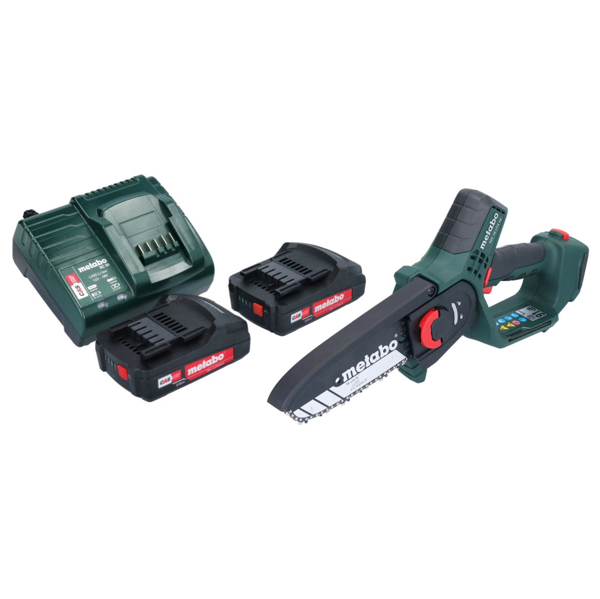 Metabo MS 18 LTX 15 Akku Gehölzsäge 18 V 15 cm 5 m/s + 2x Akku 2,0 Ah + Ladegerät