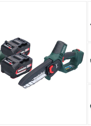 Scie à bois à batterie Metabo MS 18 LTX 15 18 V 15 cm 5 m/s + 2x batterie 4,0 Ah + chargeur