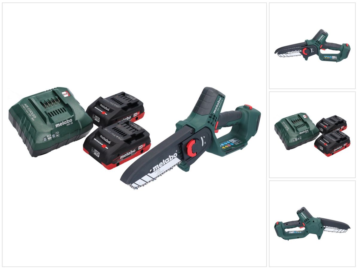 Metabo MS 18 LTX 15 Akku Gehölzsäge 18 V 15 cm 5 m/s + 2x Akku 4,0 Ah + Ladegerät