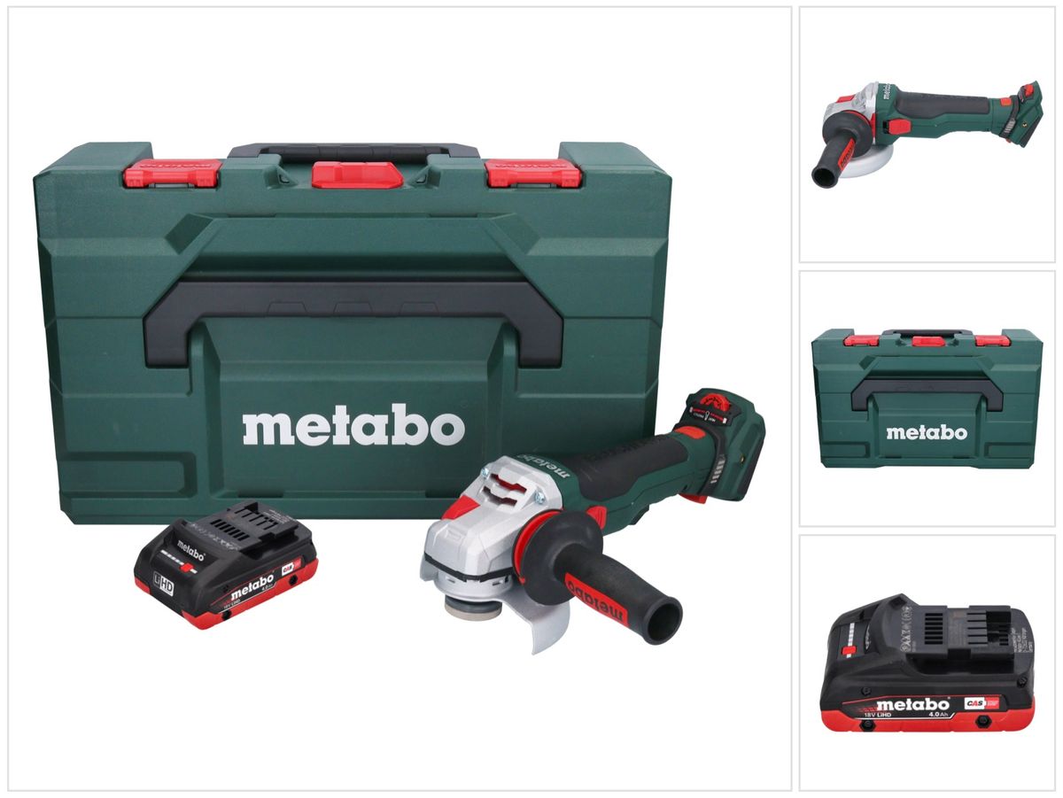 Metabo WVB 18 LTX BL 15-125 Meuleuse d'angle sur batterie Quick 18 V 125 mm sans balais + 1x batterie 4,0 Ah + métaBOX - sans chargeur