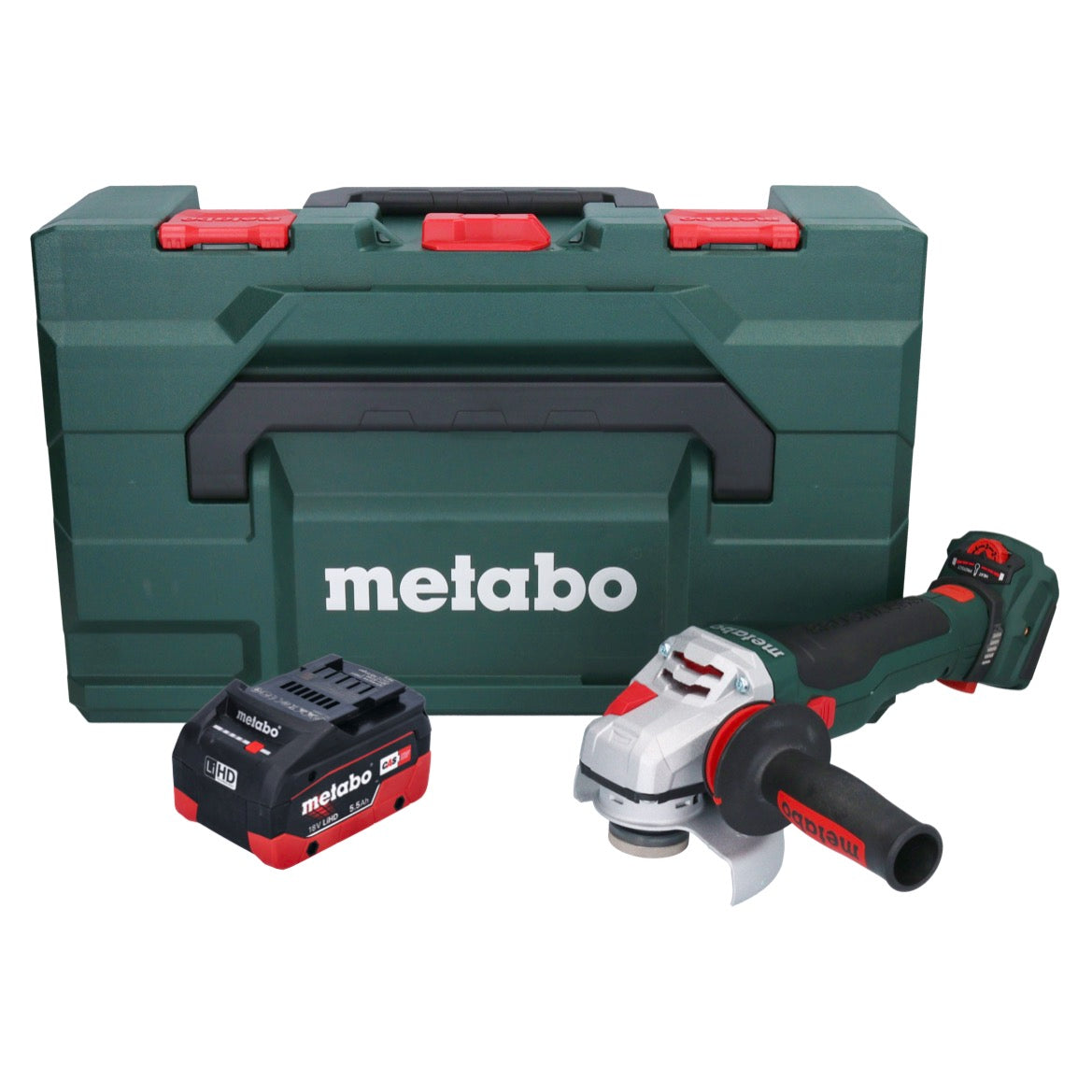 Metabo WVB 18 LTX BL 15-125 Meuleuse d'angle sur batterie Quick 18 V 125 mm sans balais + 1x batterie 5,5 Ah + métaBOX - sans chargeur