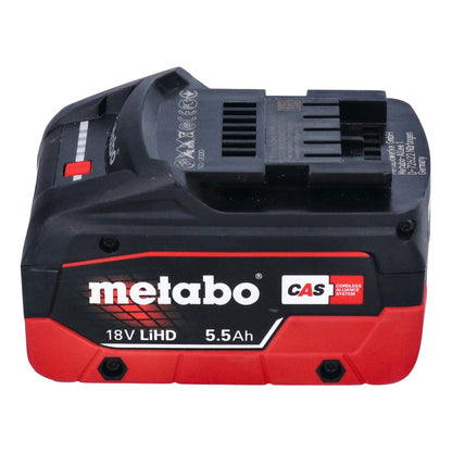 Metabo WVB 18 LTX BL 15-125 Meuleuse d'angle sur batterie Quick 18 V 125 mm sans balais + 1x batterie 5,5 Ah + métaBOX - sans chargeur