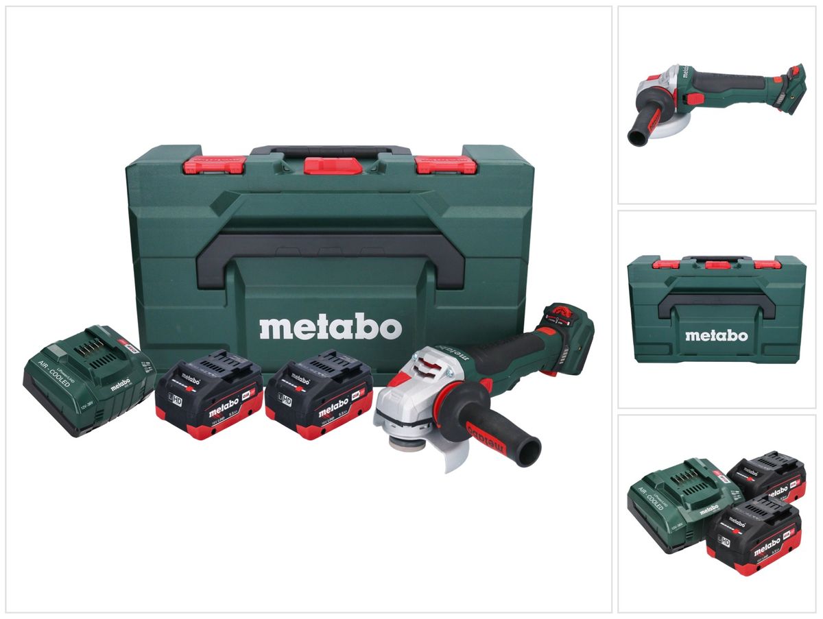 Metabo WVB 18 LTX BL 15-125 Meuleuse d'angle sur batterie Quick 18 V 125 mm (601731660) sans balais + 2x batterie 5,5 Ah + chargeur + métaBOX