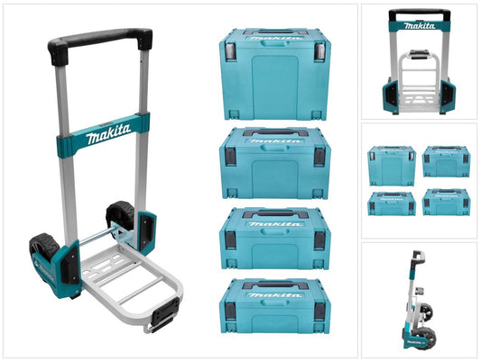 Chariot de transport Makita TR00000001 + taille Makpac. 1 + taille 2 + taille 3 + taille 4 cas système