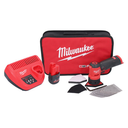 Meuleuse à pointes sur batterie Milwaukee M12 FDSS-251B 12 V 88,8 x 63,5 mm + 1x batterie 2,5 Ah + chargeur