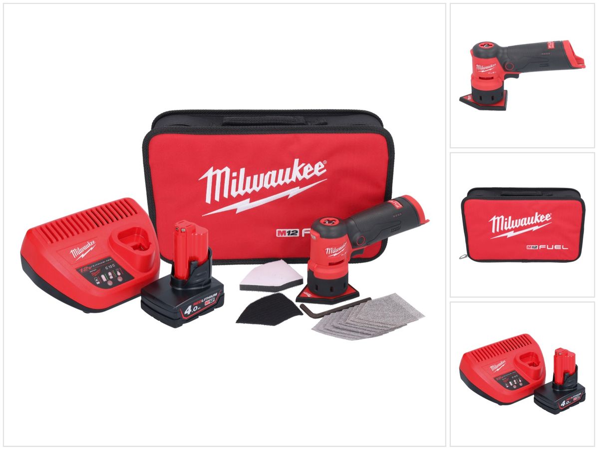 Meuleuse à pointes sur batterie Milwaukee M12 FDSS-401B 12 V 88,8 x 63,5 mm + 1x batterie 4,0 Ah + chargeur