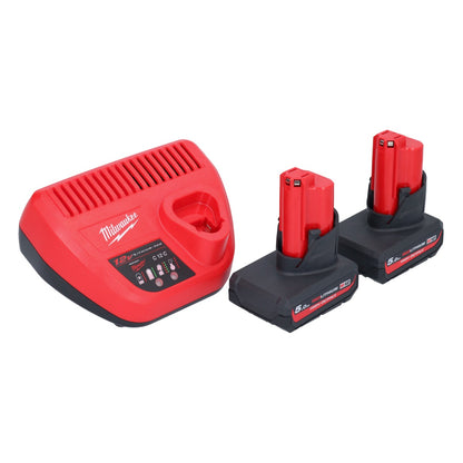 Meuleuse à pointes sur batterie Milwaukee M12 FDSS-502B 12 V 88,8 x 63,5 mm + 2x batteries 5,0 Ah + chargeur