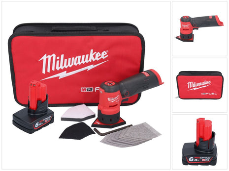 Meuleuse à pointes sur batterie Milwaukee M12 FDSS-601B 12 V 88,8 x 63,5 mm + 1x batterie 6,0 Ah - sans chargeur