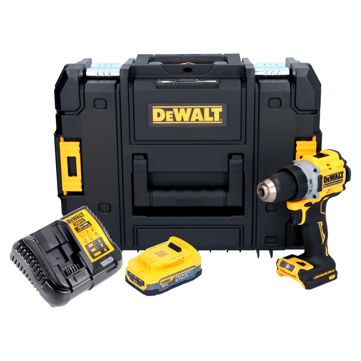 Perceuse-visseuse sans fil DeWalt DCD 800 E1T 18 V 90 Nm sans balais + 1x batterie 1,7 Ah + chargeur + TSTAK