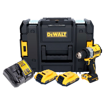 Perceuse-visseuse sans fil DeWalt DCD 800 D2T 18 V 90 Nm sans balais + 2x batteries 2,0 Ah + chargeur + TSTAK