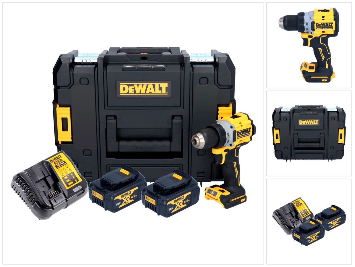 DeWalt DCD 800 M2T Akku Bohrschrauber 18 V 90 Nm Brushless + 2x Akku 4,0 Ah + Ladegerät + TSTAK