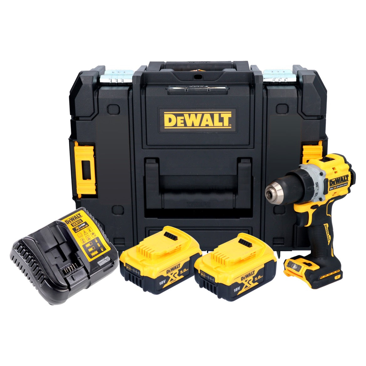 DeWalt DCD 800 P2T Akku Bohrschrauber 18 V 90 Nm Brushless + 2x Akku 5,0 Ah + Ladegerät + TSTAK