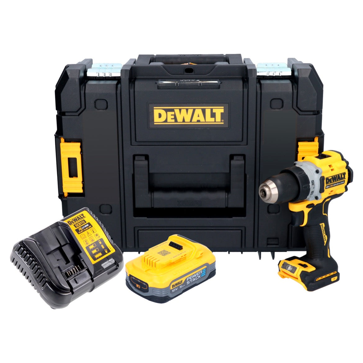 Perceuse-visseuse sans fil DeWalt DCD 800 H1T 18 V 90 Nm sans balais + 1x batterie 5,0 Ah + chargeur + TSTAK