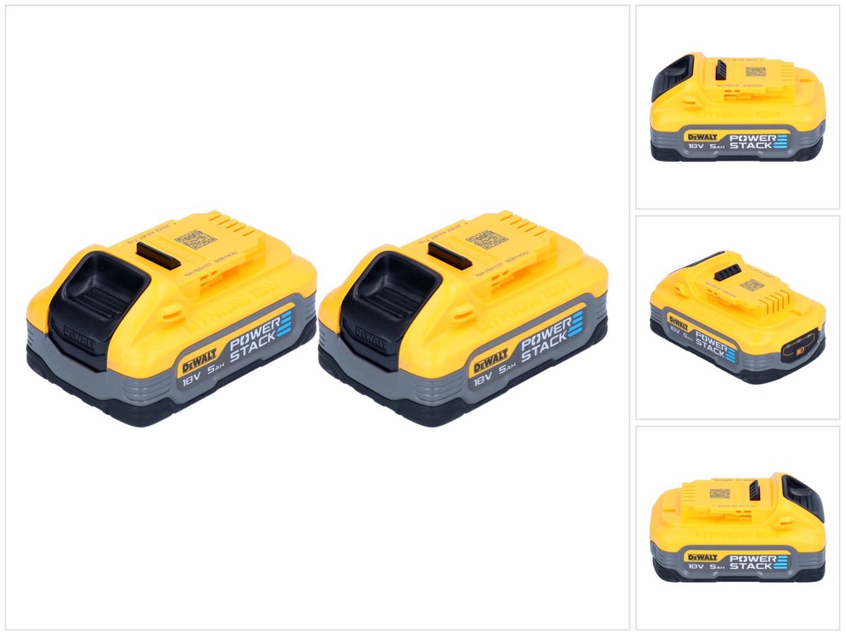 Jeu de batteries DeWalt DCBP 518 H2 2x batterie Powerstack 18 V 5,0 Ah / 5000 mAh XR Li-Ion - avec indicateur de niveau de charge