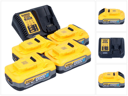 Kit de démarrage de batterie Dewalt 18 V DCB 115 H4 4x batterie Powerstack 5,0 Ah + chargeur DCB 115 XR